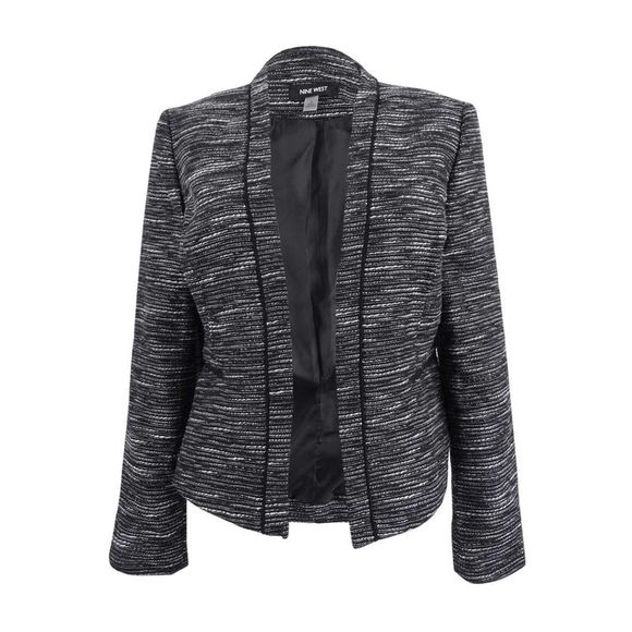 Nine West Women's Cutaway Open Front Jacket 6, Black Multi